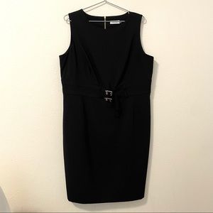 Calvin Klein Black Dress with Gold Buckles, 14W